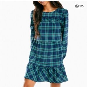 Southern Tide Navy and Teal Checkered Mini Dress